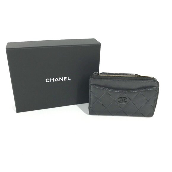 CHANEL Black Leather Logo Wallet - Picture 2 of 14